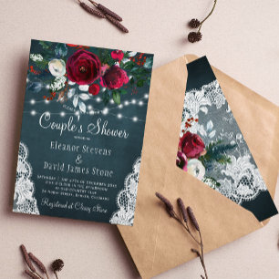 Convite Casais florais elegantes de inverno russo
