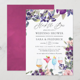 Convite Casais Florais Violeta e Ameixa Enchem o Bar