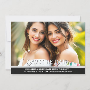 Convite Casais noivado lgbtq anunciando lésbica