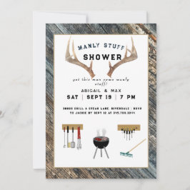 Convite Casais Rustic Antlers Manly Coisas Chá de casament