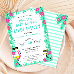 Convite Casais tropicais Aloha Chá de fraldas Luau