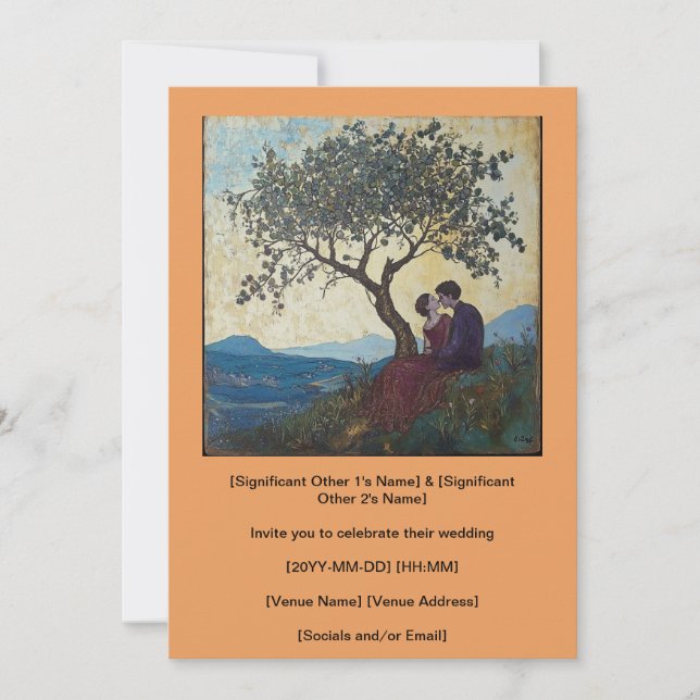 Convite Casal Adorável Beijando Convidado Feliz (Frente)