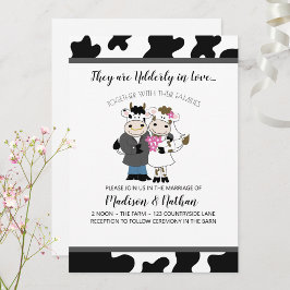 Convite Casal Bonito de Casamento de Vaca no Amor