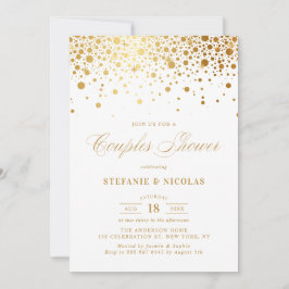 Convite Casal Branco Faux Gold Foil Confetti