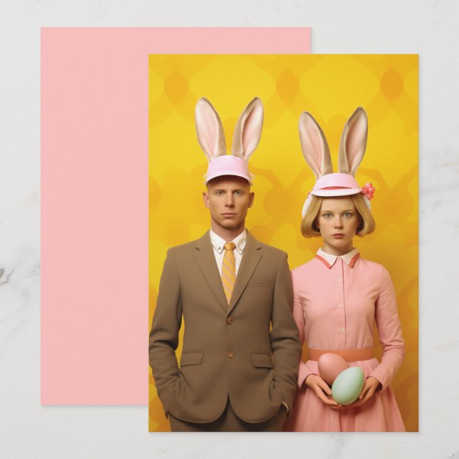 Convite Casal Bunny da Páscoa (Frente/Verso)