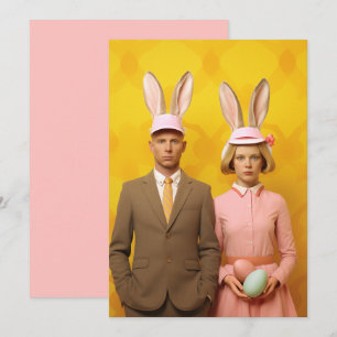 Convite Casal Bunny da Páscoa