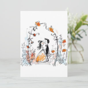 Convite Casal Caprichoso de Aquarela Aniversário de Casame