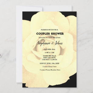 Convite Casal Chá Ivory Black Floral Rosa