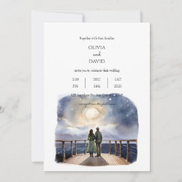 Convite Casal Cruise Navio Starry Night Sky Beach Casament