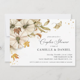 Convite Casal de Abóbora de Queda Elegante