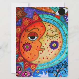 CONVITE CASAL DE ABSTRATO DE CASAMENTO DE SOL E LUA