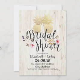 Convite Casal De Ananás chá de panela Madeira Rústica