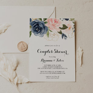 Convite Casal de Caligrafia Floral Elegante de inverno