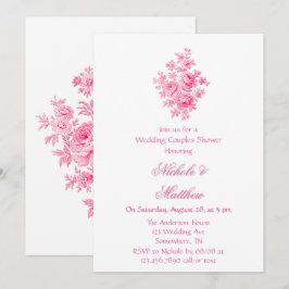 Convite Casal de Casamento com Flor de Toalha Rosa Vintage