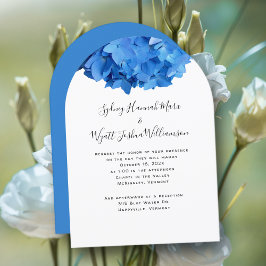Convite Casal de Casamento de Hydrangea Azul Verdadeiro Co