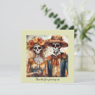 Convite Casal de casamento do Dia de los Muertos