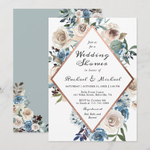Convite Casal de Casamento Dourado do Rosa Dusty Boho