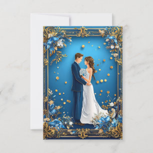 Convite Casal de Casamento Elegante Embracando com Quadro