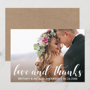 Convite Casal de casamento Foto de amor e Obrigados Cartã
