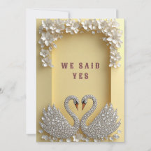 🌸 Casal de Cisnes Joalheiro Tema Dourado Elegante