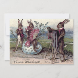 Convite Casal de Coelhos de Páscoa Câmera Ovo