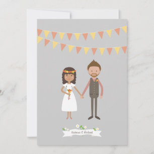 Convite Casal de desenho ilustrado personalizado Casamento