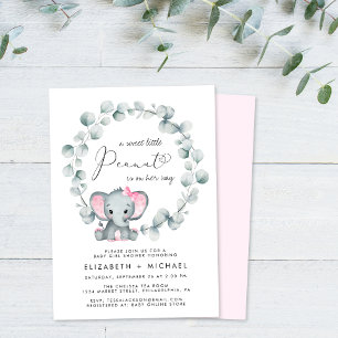 Convite Casal de Elefante Eucalyptus Baby Girl