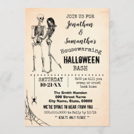 Convite casal de esqueleto de Bash do Halloween