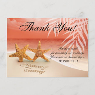 Convite Casal de Estrelas-do-Mar Obrigado | PEÇA NOMES NA 