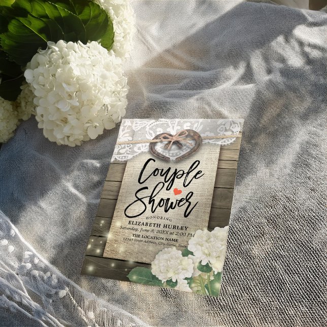 Convite Casal de ferradura Hydrangea Chá de casamento (Criador carregado)