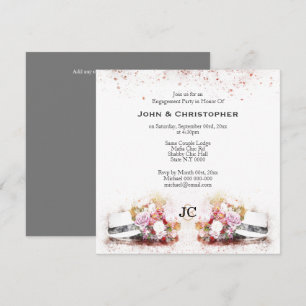 Convite casal de Gay com monograma de aquarela floral