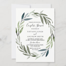 Convite Casal de Leaf Wreath Moderno Convidado