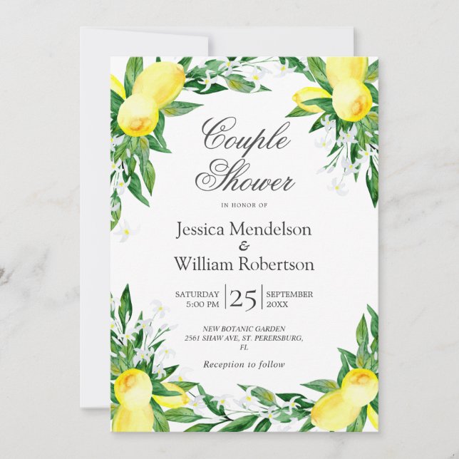 Convite Casal de limões verde-flores (Frente)