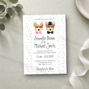Convite Casal de Noivos Corgi Casamento Dia dos Namorados