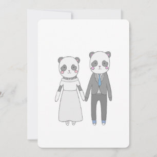 Convite Casal de Noivos Panda Fofo – Noiva & Noivo Kawaii