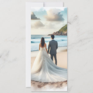 Convite Casal de Praia de Casamento