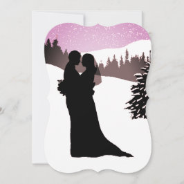 Convite Casal de um Casamento no inverno de Snowy Mountain
