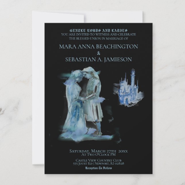 Convite *~* Casal do Castelo Medieval Casamento no Castelo (Frente)
