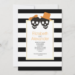 Convite Casal do crânio e listras do casamento de Hallowee