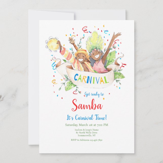 Convite Casal do Tempo de Carnaval (Frente)