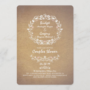 Convite Casal Elegante de Wreath Floral da Vintage