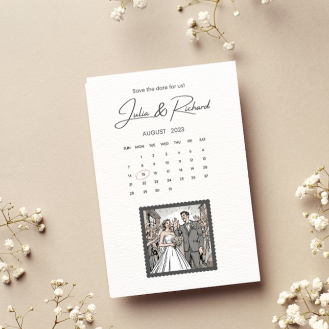 Convite Casal em Estilo de Desenho de Quadrinhos Salvar a  (Criador carregado)