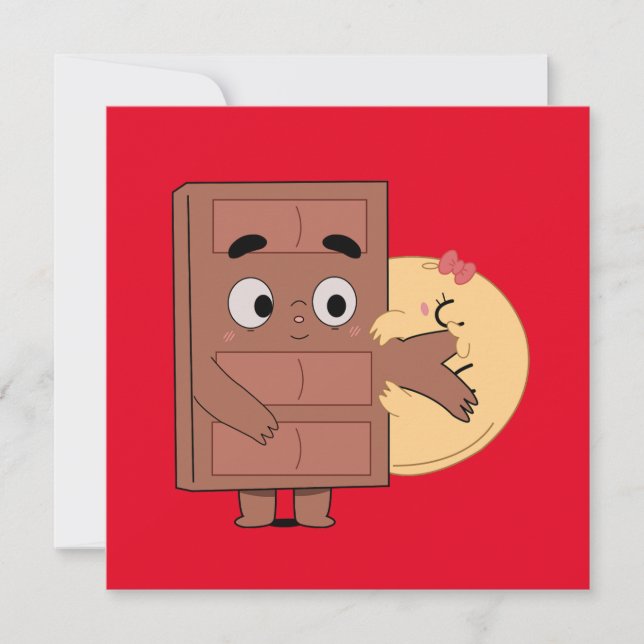 Convite Casal Engraçado Adorava Choco Comendo Pancake (Frente)