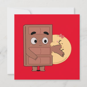 Convite Casal Engraçado Adorava Choco Comendo Pancake