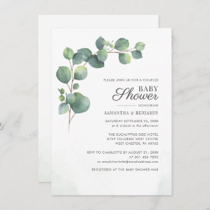 Convite Casal Eucalyptus moderno verde