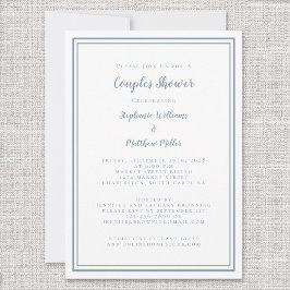 Convite Casal Festa de noivado Chá Azul Dusty Branco