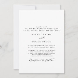 Convite Casal Formal de Script Elegante e Casamento Parent