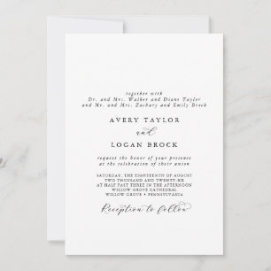Convite Casal Formal de Script Elegante e Casamento Parent