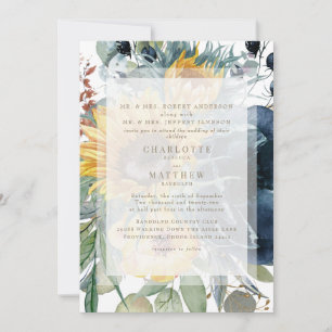 Convite Casal Girassol Floral Outono Branco Casamento