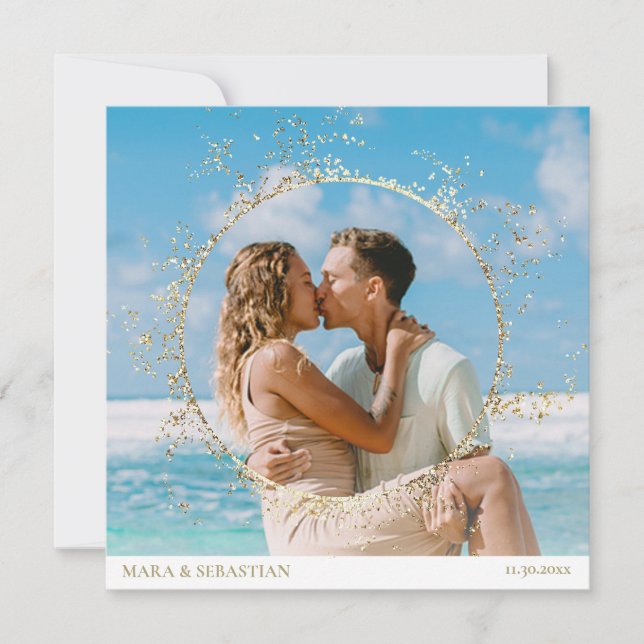 Convite *~* Casal Glitter DIY FOTO RSVP QR6 Casamento (Frente)